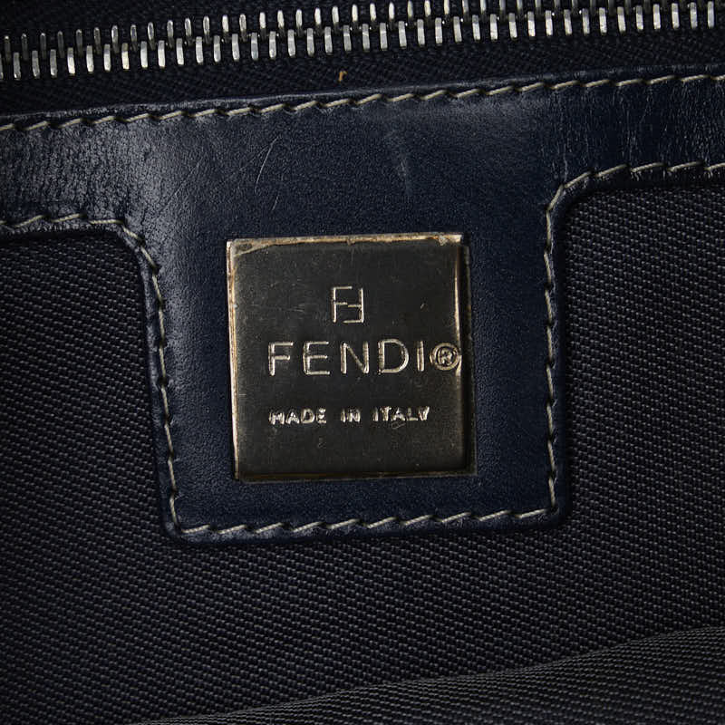フェンディ ロゴ金具 トートバッグ ショルダーバッグ 26761 ネイビー キャンバス レザー レディース FENDI 【中古】