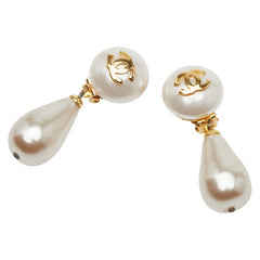 シャネル ヴィンテージ ココマーク イヤリング スイング ゴールド メッキ フェイクパール レディース CHANEL 【中古】