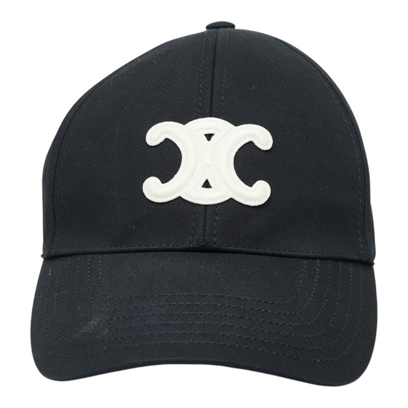 セリーヌ トリオンフ ベースボールキャップ キャップ サイズ:S ブラック ホワイト コットン レディース CELINE 【中古】