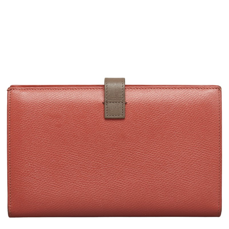 セリーヌ ラージ ストラップウォレット 長財布 バイカラー ピンク グレー レザー レディース CELINE 【中古】