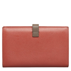 セリーヌ ラージ ストラップウォレット 長財布 バイカラー ピンク グレー レザー レディース CELINE 【中古】