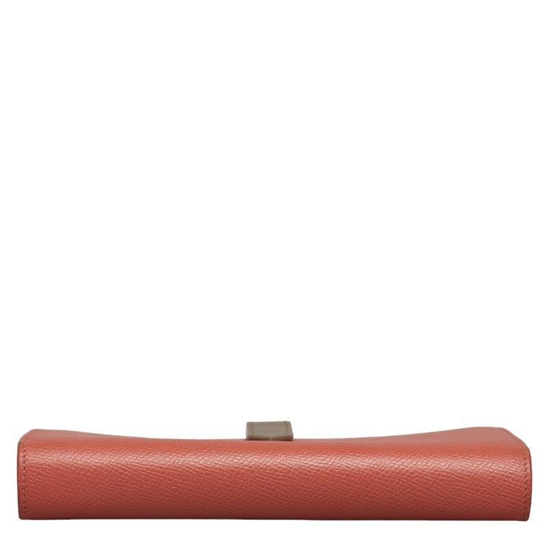 セリーヌ ラージ ストラップウォレット 長財布 バイカラー ピンク グレー レザー レディース CELINE 【中古】