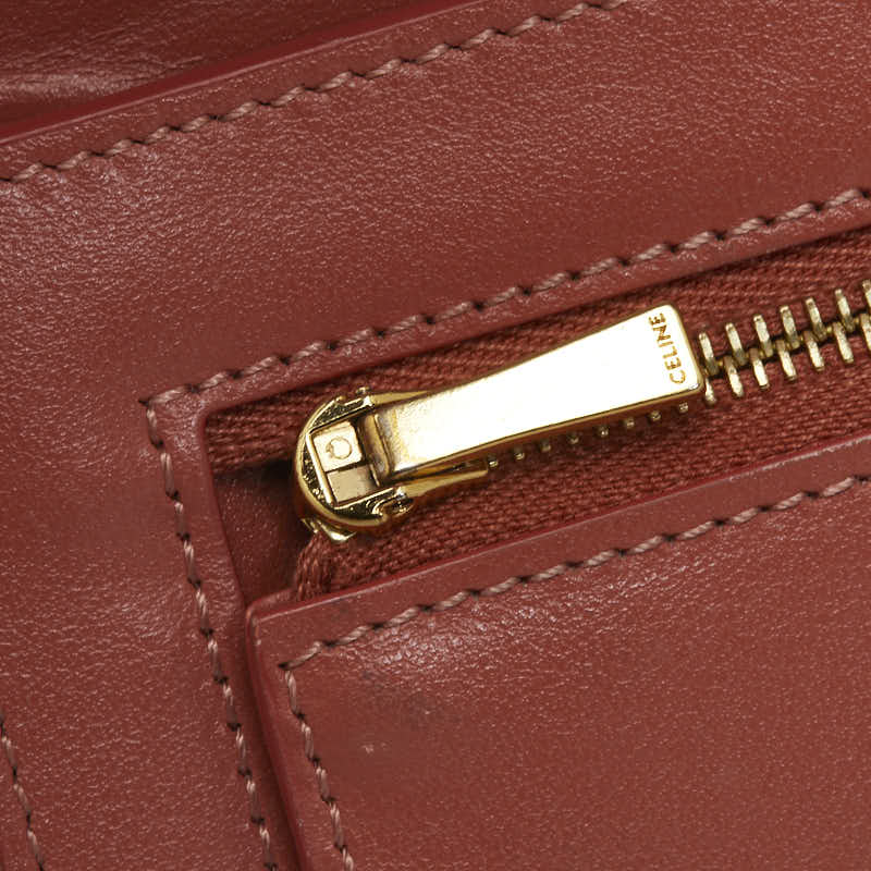 セリーヌ ラージ ストラップウォレット 長財布 バイカラー ピンク グレー レザー レディース CELINE 【中古】