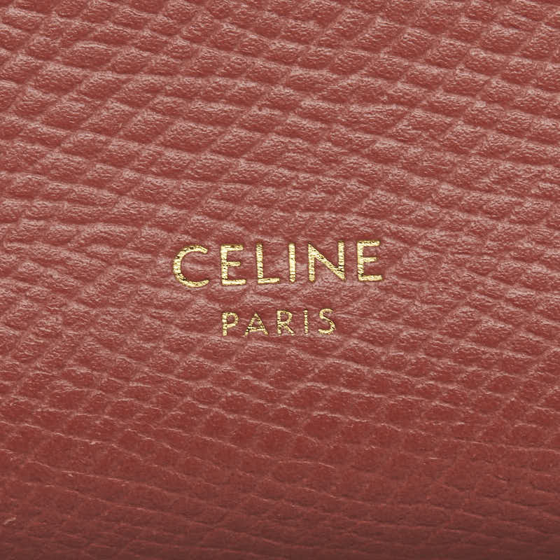 セリーヌ ラージ ストラップウォレット 長財布 バイカラー ピンク グレー レザー レディース CELINE 【中古】