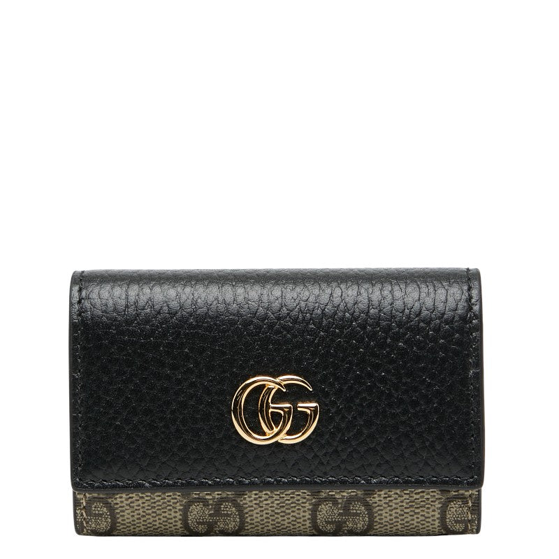 グッチ GGスプリーム GGマーモント キーケース 6連 456118 ベージュ ブラック PVC レザー レディース GUCCI 【中古】