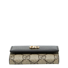 グッチ GGスプリーム GGマーモント キーケース 6連 456118 ベージュ ブラック PVC レザー レディース GUCCI 【中古】
