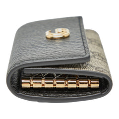 グッチ GGスプリーム GGマーモント キーケース 6連 456118 ベージュ ブラック PVC レザー レディース GUCCI 【中古】
