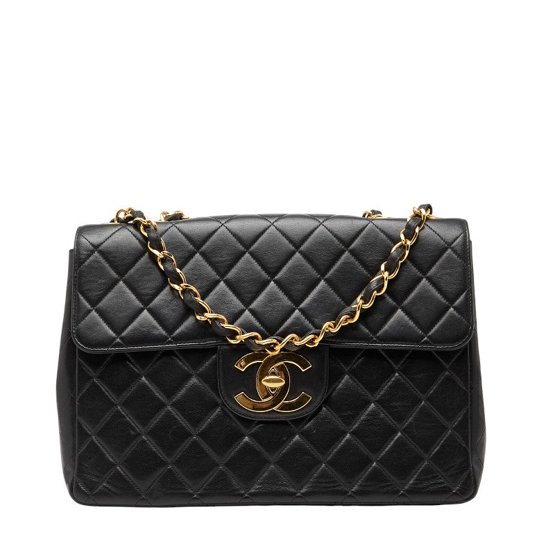 シャネル デカマトラッセ30 ココマーク チェーン ショルダーバッグ ブラック レザー レディース CHANEL 【中古】