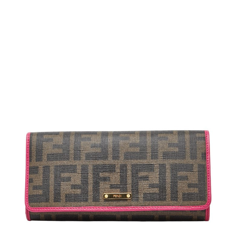 フェンディ ズッカ 長財布 8M0297 ブラウン ピンク PVC レディース FENDI 【中古】