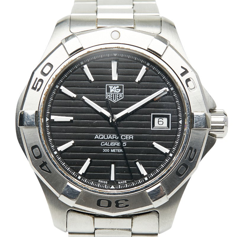 タグホイヤー アクアレーサー キャリバー5 腕時計 WAP2010 自動巻き ブラック文字盤 ステンレススチール メンズ TAG HEUER 【中古】