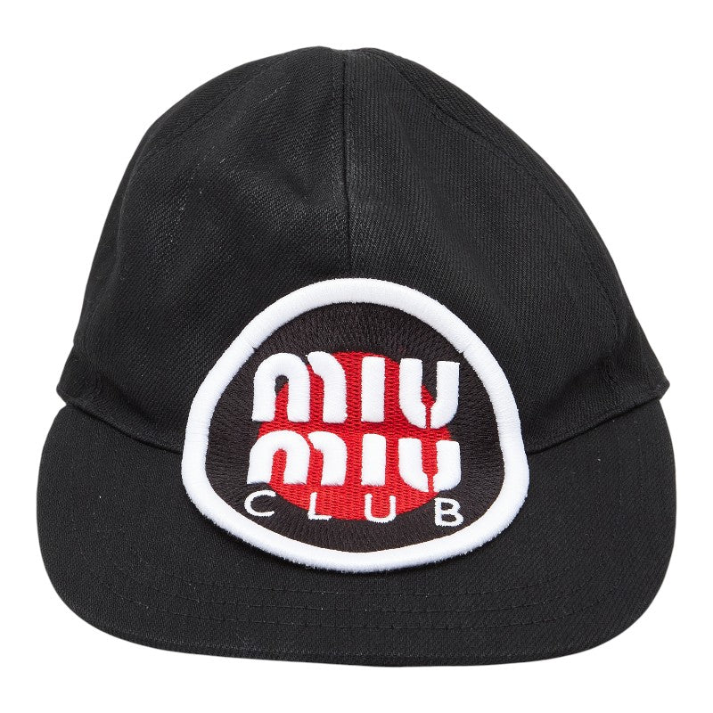 ミュウミュウ ロゴ 刺繍 キャップ ベースボールキャップ サイズ：S ブラック マルチカラー コットン レディース MIUMIU 【中古】