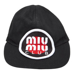 ミュウミュウ ロゴ 刺繍 キャップ ベースボールキャップ サイズ：S ブラック マルチカラー コットン レディース MIUMIU 【中古】