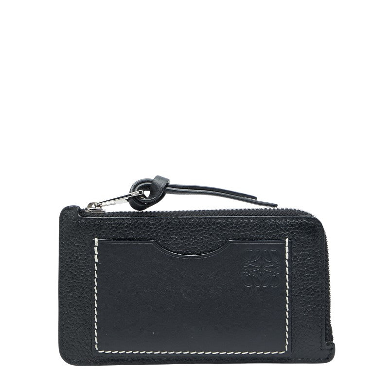 ロエベ アナグラム コインケース パスケース フラグメントケース ブラック レザー レディース LOEWE 【中古】