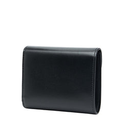 セリーヌ トリオンフ スモール フラップウォレット 三つ折り財布 コンパクトウォレット ブラック レザー レディース CELINE 【中古】