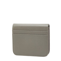バレンシアガ ロゴ 二つ折り財布 コンパクトウォレット 594216 グレー レザー レディース BALENCIAGA 【中古】