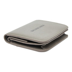 バレンシアガ ロゴ 二つ折り財布 コンパクトウォレット 594216 グレー レザー レディース BALENCIAGA 【中古】