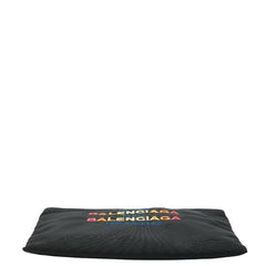 バレンシアガ ロゴ クラッチバッグ ブラック マルチカラー ナイロン レディース BALENCIAGA 【中古】