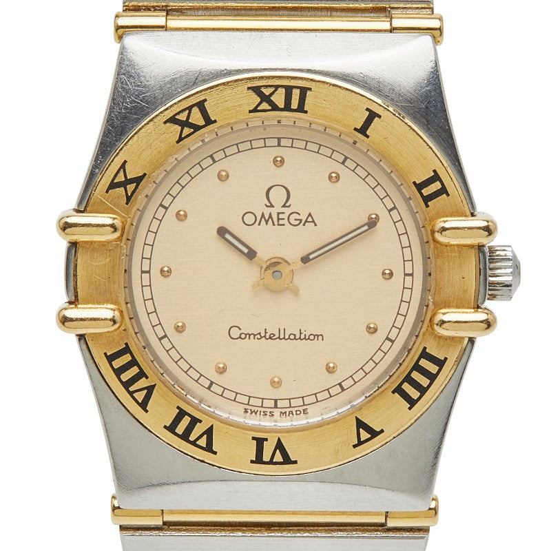 オメガ コンステレーション 腕時計 クオーツ ゴールド文字盤 ステンレススチール イエローゴールド レディース OMEGA 【中古】