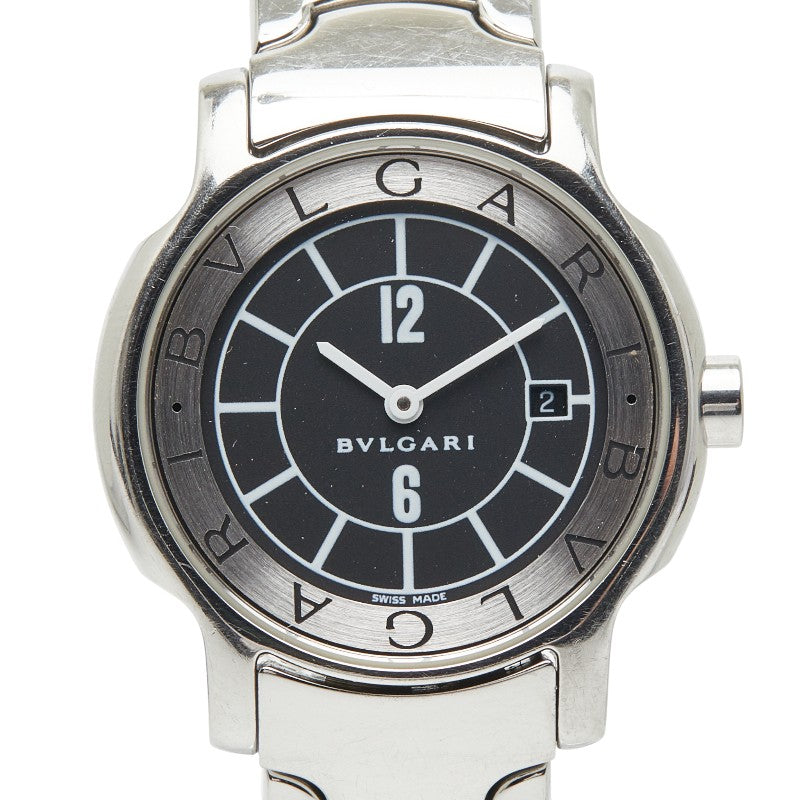 ブルガリ ソロテンポ 腕時計 ST29S クオーツ ブラック文字盤 ステンレススチール レディース BVLGARI 【中古】