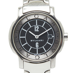 ブルガリ ソロテンポ 腕時計 ST29S クオーツ ブラック文字盤 ステンレススチール レディース BVLGARI 【中古】