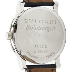 ブルガリ ソロテンポ チーム 腕時計 ST35S クオーツ ブラック文字盤 ステンレススチール レザー メンズ BVLGARI 【中古】