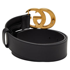 グッチ GGマーモント ダブルG ベルト サイズ75/30 400593 ブラック レザー レディース GUCCI 【中古】