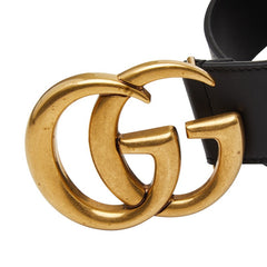 グッチ GGマーモント ダブルG ベルト サイズ75/30 400593 ブラック レザー レディース GUCCI 【中古】