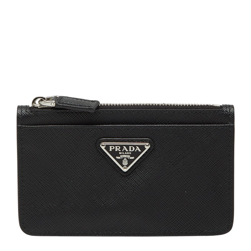 プラダ 三角ロゴプレート コインケース カードケース 2MC084 ブラック サフィアーノレザー レディース PRADA 【中古】