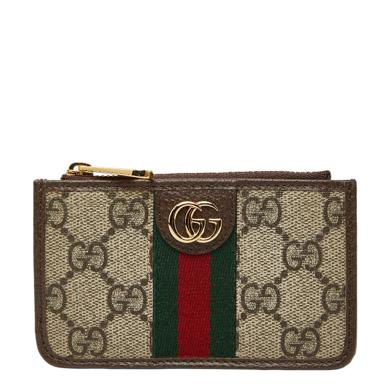グッチ オフィディア GGスプリーム コインケース カードケース 671723 ベージュ ブラウン PVC レザー レディース GUCCI 【中古】