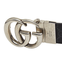 グッチ GGスプリーム GGマーモント ベルト サイズ:75/30 627055 ブラック グレー PVC レザー レディース GUCCI 【中古】