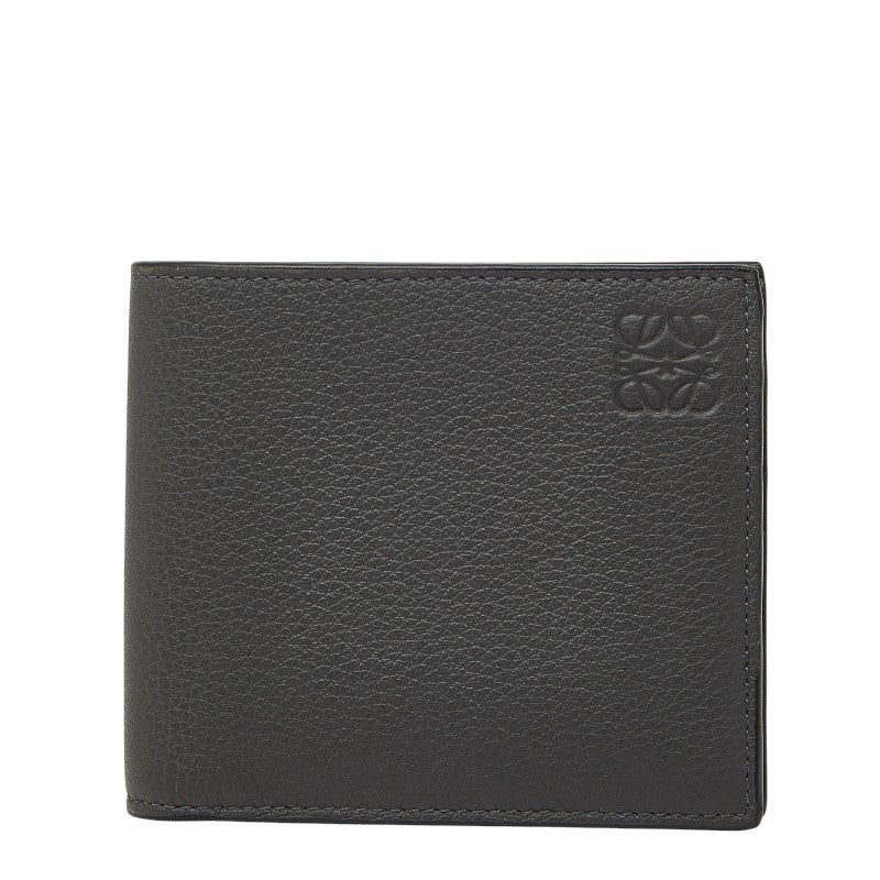 ロエベ アナグラム 二つ折り財布 グレー レザー レディース LOEWE 【中古】