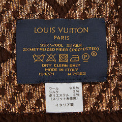 ルイ ヴィトン エシャルプ ロゴマニア シャイン マフラー M71383 ブラウン ウール シルク レディース LOUIS VUITTON 【中古】