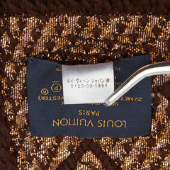 ルイ ヴィトン エシャルプ ロゴマニア シャイン マフラー M71383 ブラウン ウール シルク レディース LOUIS VUITTON 【中古】
