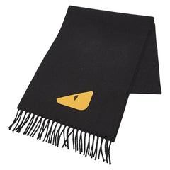 フェンディ バグズアイ モンスター マフラー ブラック ウール レディース FENDI 【中古】