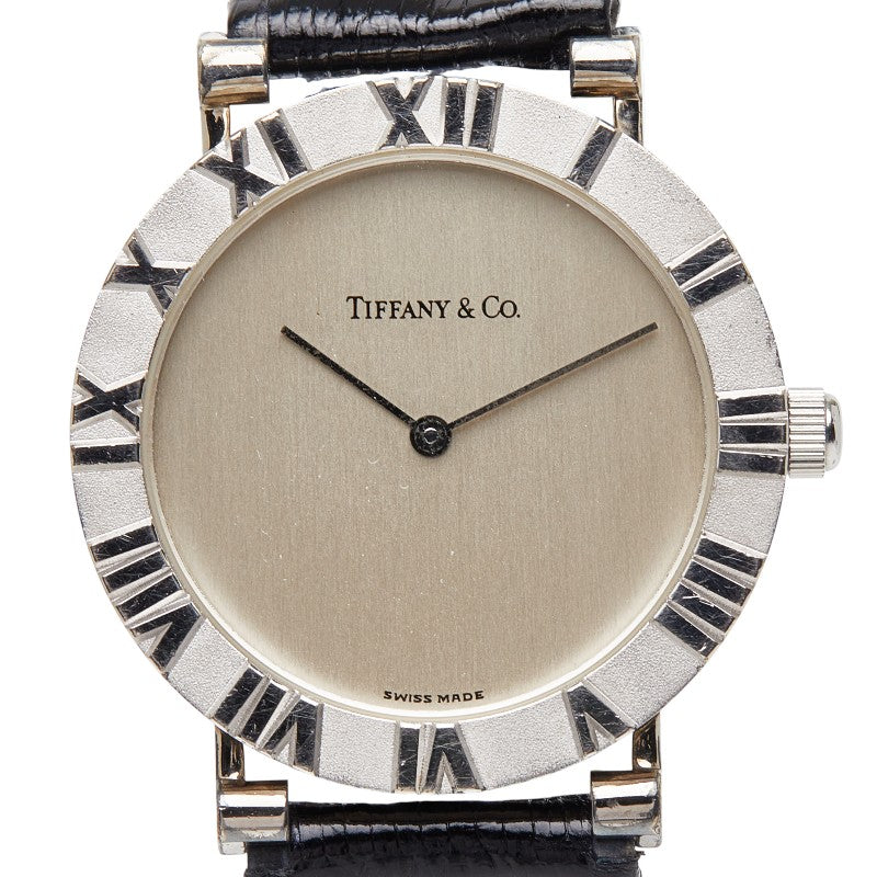 ティファニー アトラス 腕時計 D286753 スイス製クオーツ グレー文字盤 スターリングシルバー メンズ TIFFANY&Co. 【中古】