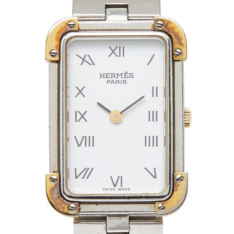 エルメス クロアジュール 腕時計 CR1.240 スイス製クオーツ ホワイト文字盤 ステンレススチール レディース HERMES 【中古】
