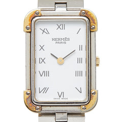 エルメス クロアジュール 腕時計 CR1.240 スイス製クオーツ ホワイト文字盤 ステンレススチール レディース HERMES 【中古】