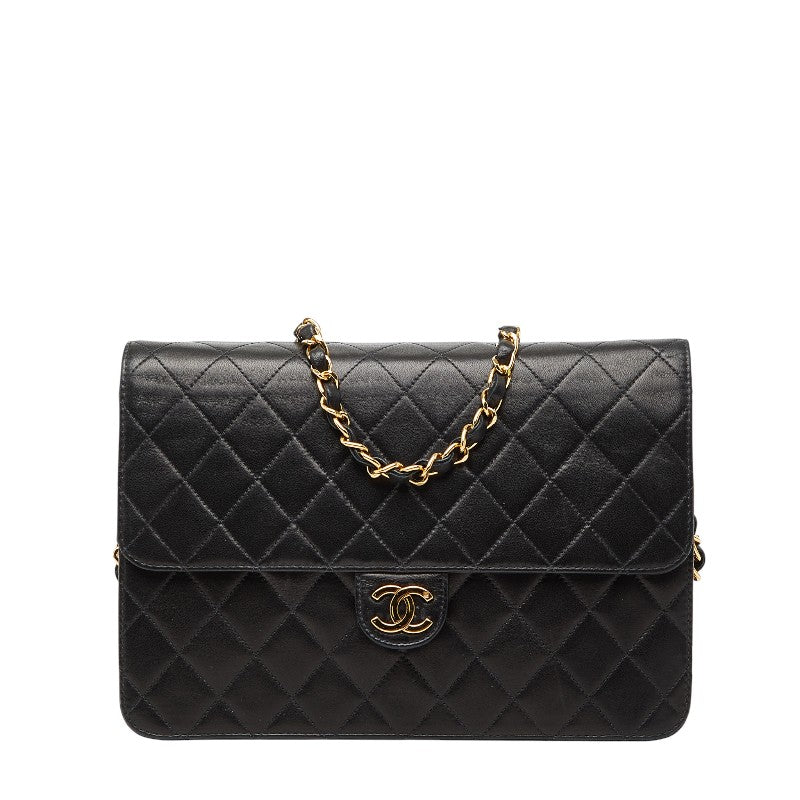 シャネル マトラッセ ココマーク 斜め掛け チェーン ショルダーバッグ ブラック ラムスキン レディース CHANEL 【中古】