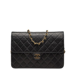 シャネル マトラッセ ココマーク 斜め掛け チェーン ショルダーバッグ ブラック ラムスキン レディース CHANEL 【中古】