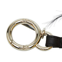 フェンディ モンスター バッグチャーム キーホルダー イエロー ブラック ファー レザー レディース FENDI 【中古】