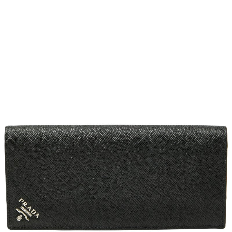 プラダ トライアングル 二つ折り 長財布 ロングウォレット 2MV836 ブラック 黒 NERO サフィアーノレザー メンズ PRADA 【中古】