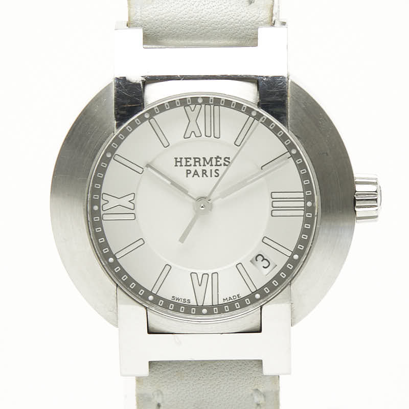 エルメス ノマード 腕時計 NO1.210 シルバー文字盤 ステンレススチール レザー レディース HERMES 【中古】