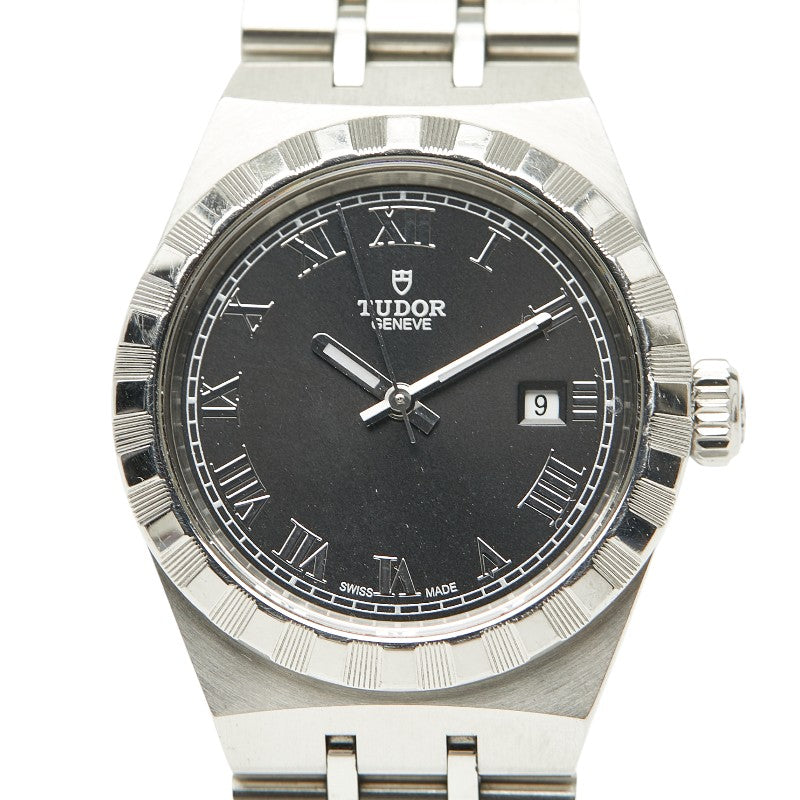 チュードル ロイヤル 腕時計 28300 自動巻き ブラック文字盤 ステンレススチール レディース TUDOR 【中古】