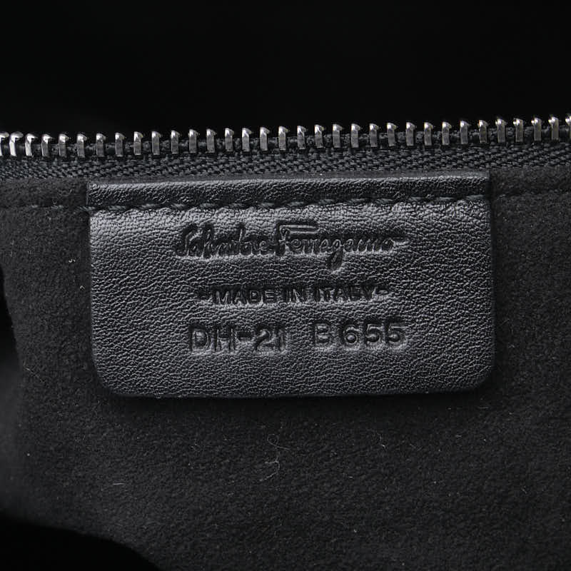 サルヴァトーレフェラガモ パイソン ロゴ ヴァラリボン ハンドバッグ ブラック レザー レディース Salvatore Ferragamo 【中古】