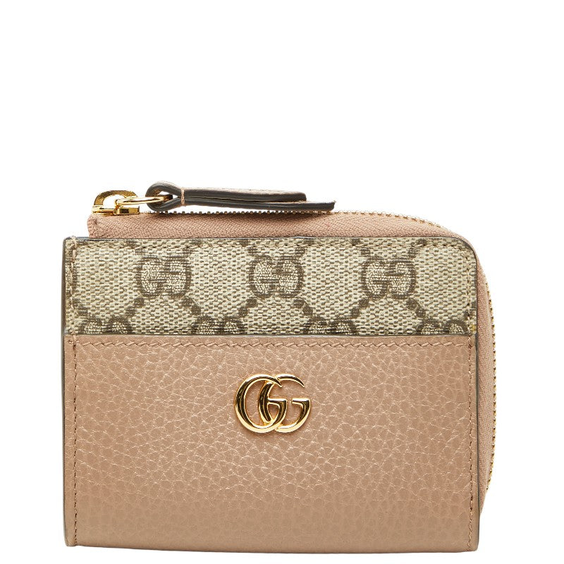 グッチ GGスプリーム GGマーモント L字ファスナー 二つ折り財布 658609 ベージュ PVC レザー レディース GUCCI 【中古】