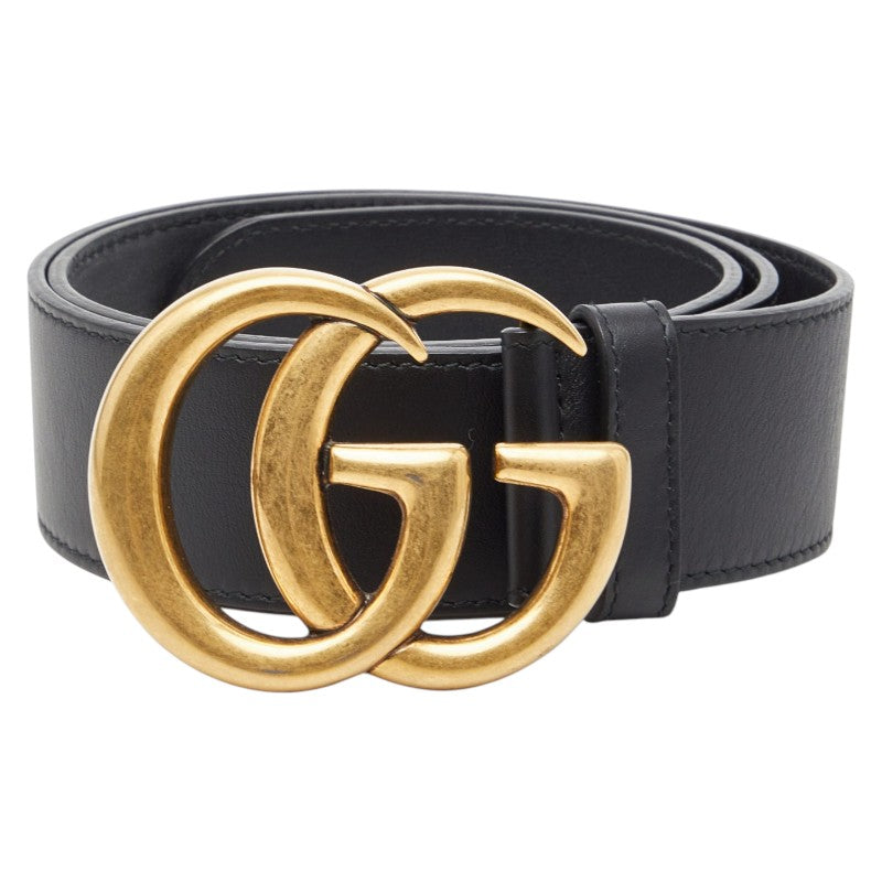 グッチ GGマーモント ベルト サイズ：70/28 400593 ブラック ゴールド レザー メッキ レディース GUCCI 【中古】