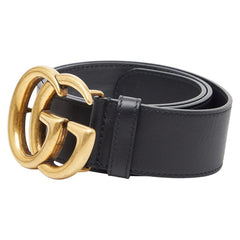 グッチ GGマーモント ベルト サイズ：70/28 400593 ブラック ゴールド レザー メッキ レディース GUCCI 【中古】