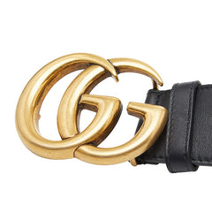 グッチ GGマーモント ベルト サイズ：70/28 400593 ブラック ゴールド レザー メッキ レディース GUCCI 【中古】
