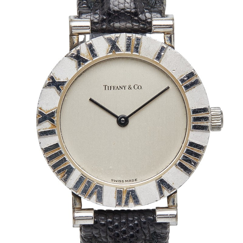 ティファニー アトラス 腕時計 L0640 クオーツ ホワイト文字盤 SV925 シルバー レザー レディース TIFFANY&Co. 【中古】