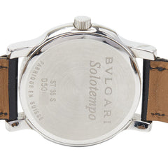 ブルガリ ソロテンポ 腕時計 ST35S クオーツ ブラック文字盤 ステンレススチール レザー メンズ BVLGARI 【中古】